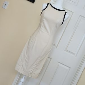 Express Creme dress with high slit on one side